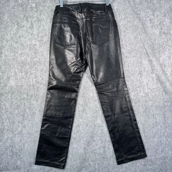 Gap Leather Pants Womens Size 4 Black Boot Cut Biker Grunge Y2K Lined - Picture 10 of 10